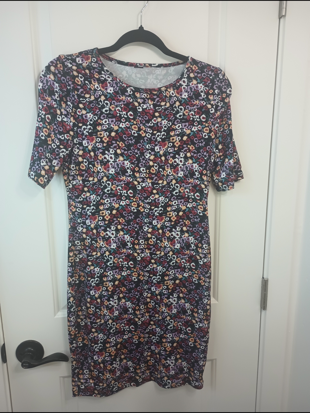 SHEIN Black Multi Floral Short Sleeve Mini Dress